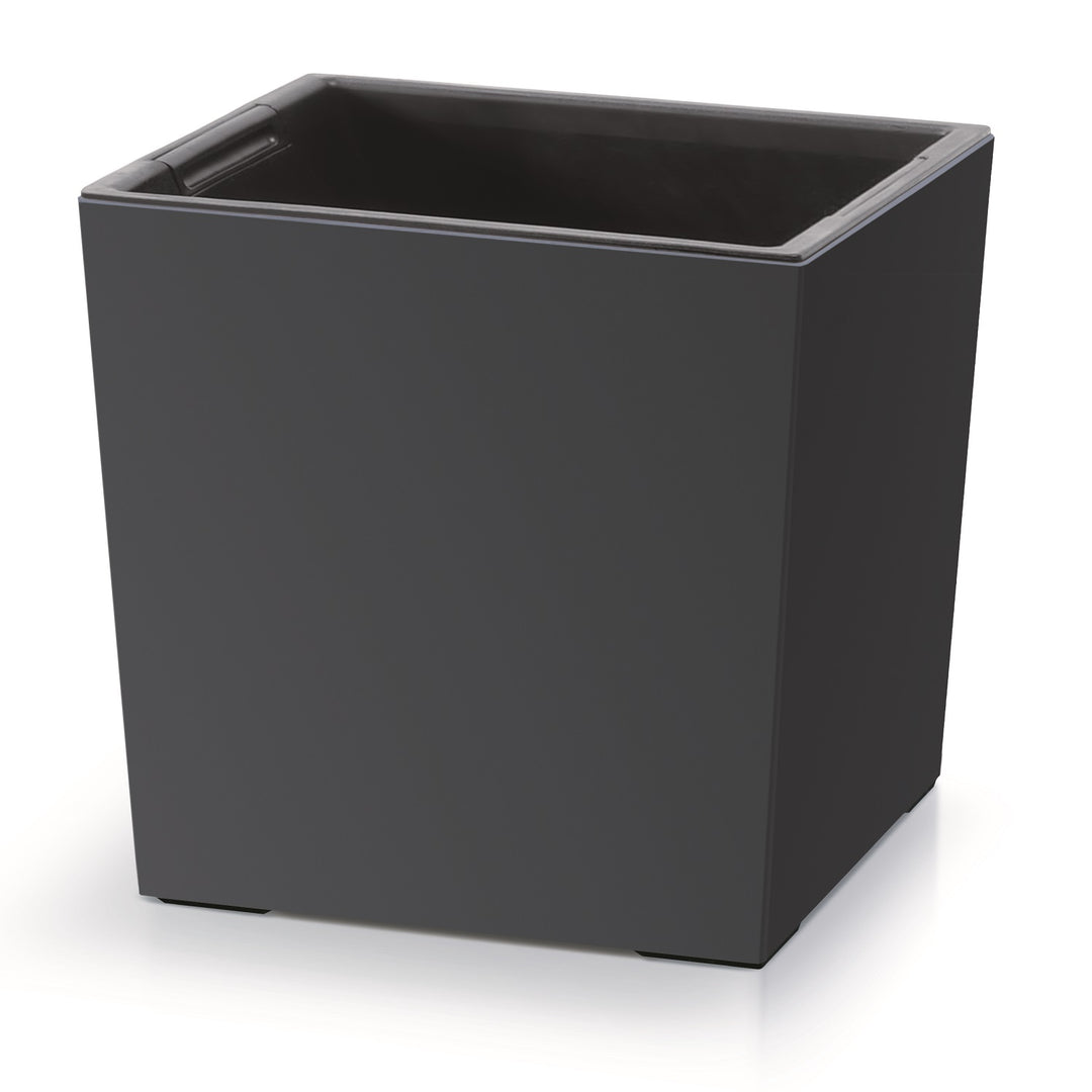 Pot de fleurs avec bac intérieur Prosperplast 2in1 Cache-pot Plastique Carré 29,5 cm x 29,5 cm x 29 cm (Anthracite)