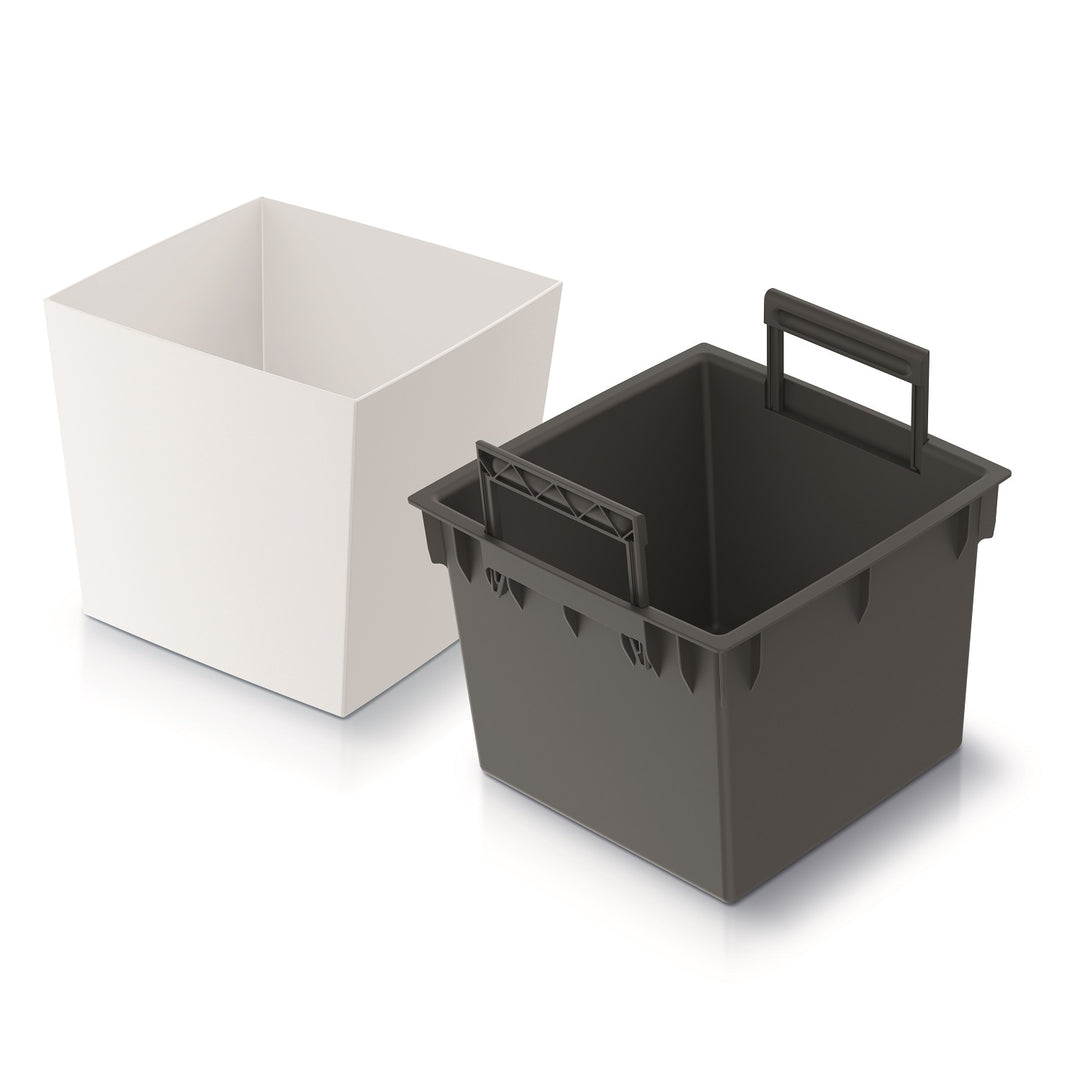 Pot de fleurs avec bac intérieur Prosperplast 2in1 Cache-pot Plastique Carré 29,5 cm x 29,5 cm x 29 cm (Blanc)