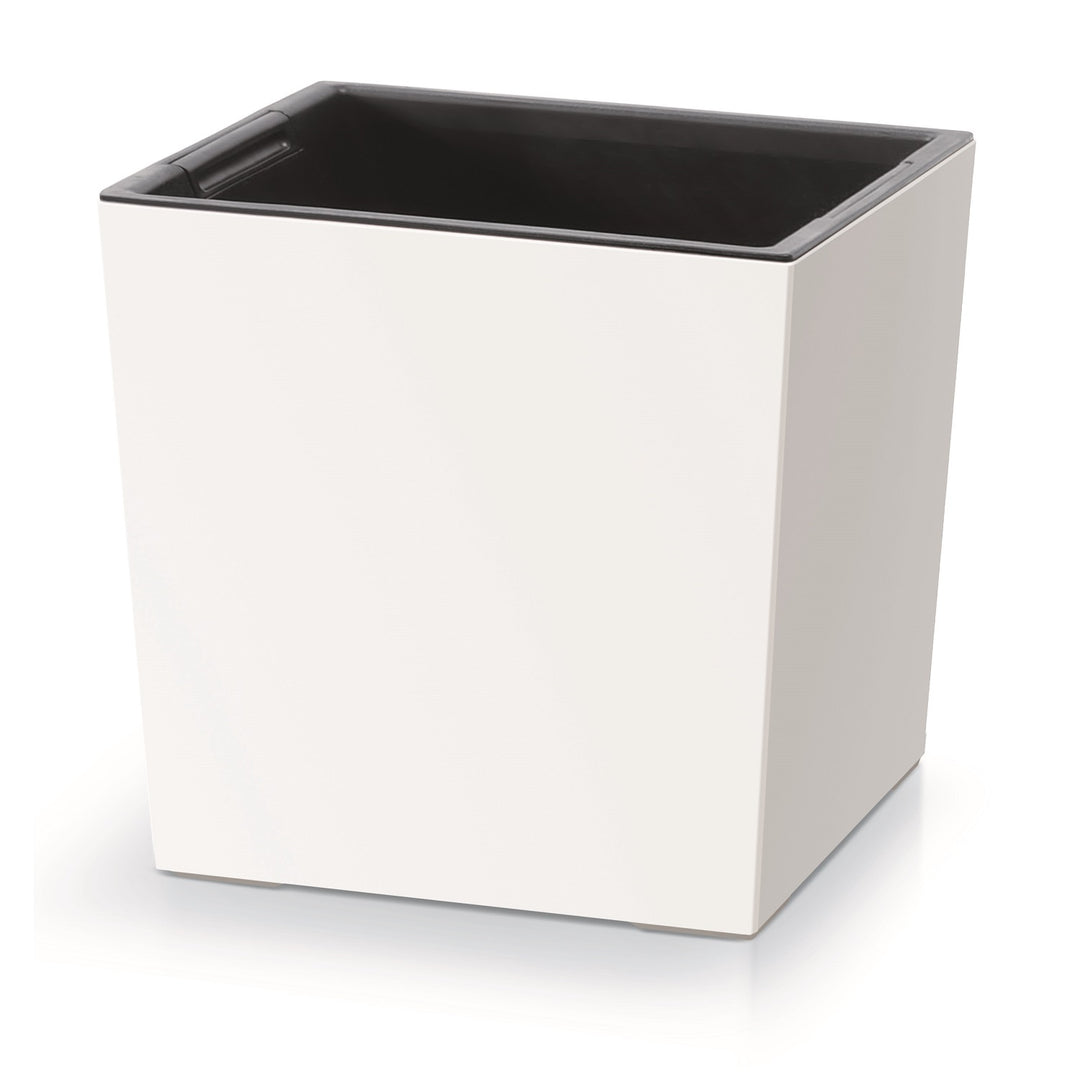 Pot de fleurs avec bac intérieur Prosperplast 2in1 Cache-pot Plastique Carré 29,5 cm x 29,5 cm x 29 cm (Blanc)