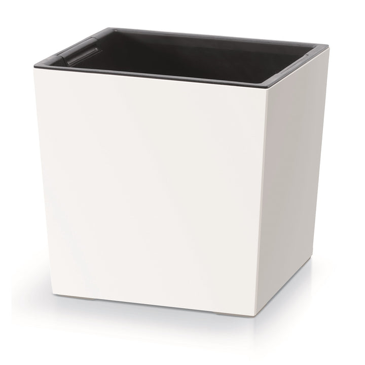 Pot de fleurs avec bac intérieur Prosperplast 2in1 Cache-pot Plastique Carré 29,5 cm x 29,5 cm x 29 cm (Blanc)