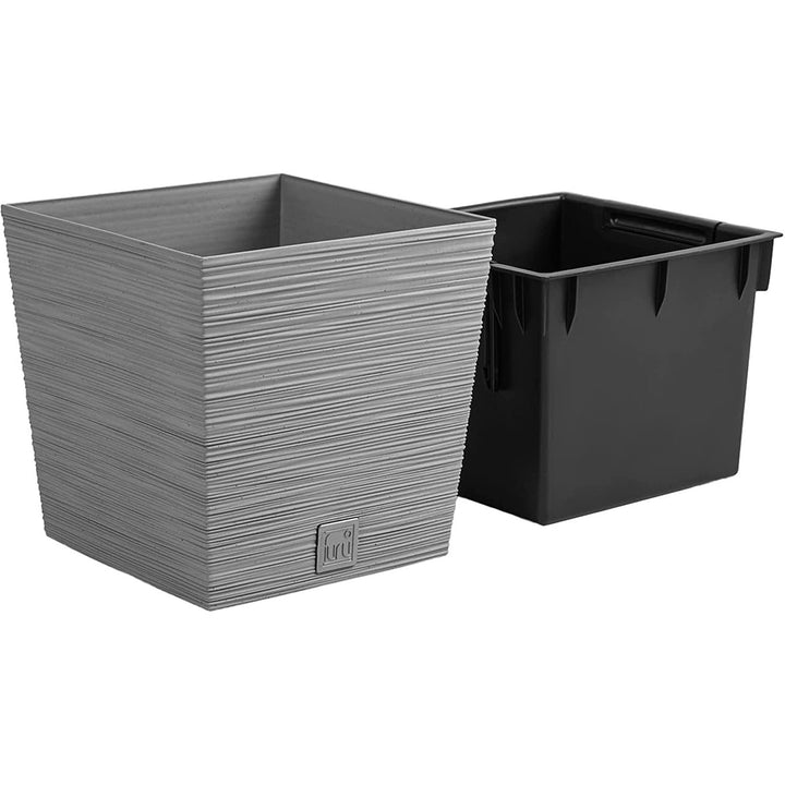 Prosperplast Furu Square Low pot de fleurs avec insert DFS240-422U - couleur béton (gris)
