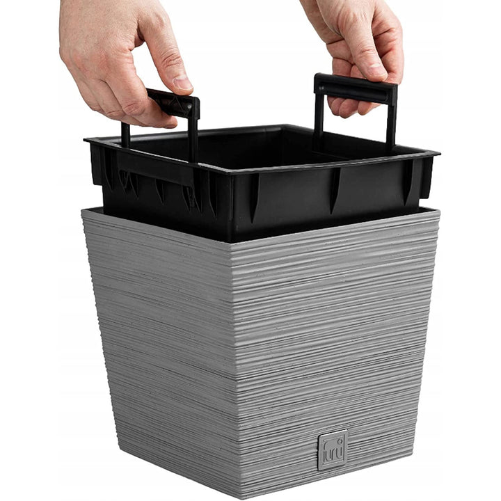 Prosperplast Furu Square Low pot de fleurs avec insert DFS240-422U - couleur béton (gris)