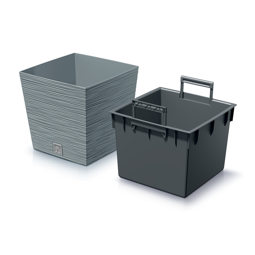 Prosperplast Furu Square Low Pot avec insert DFS300-422U - couleur béton (gris)