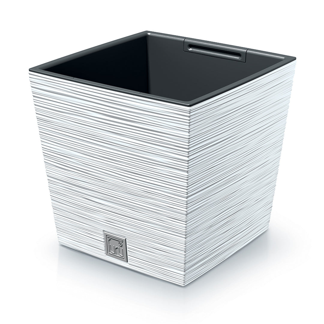 Prosperplast Furu Square Low pot de fleurs avec insert DFS300-S449 - blanc