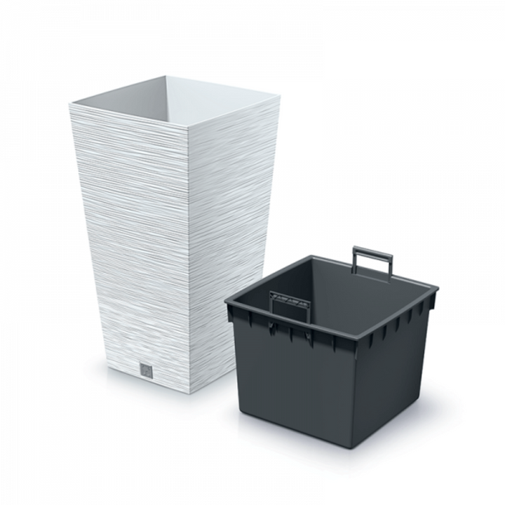 Prosperplast Furu Pot de fleurs carré avec insert DFSH350-S449 - blanc