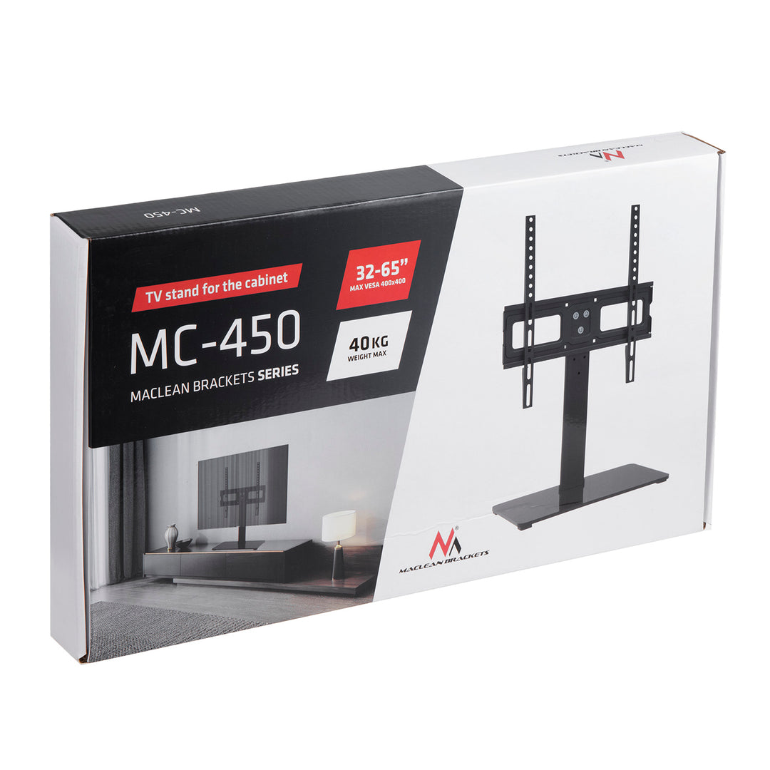 Maclean universele tv-standaard, voor RTV-meubels, steun, max. 40 kg, max. VESA 400x400, voor 32-65" TV, MC-450