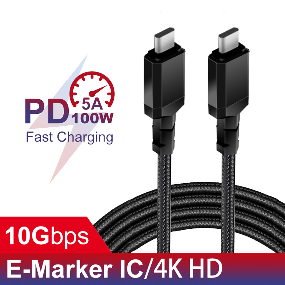 Maclean MCE491 Kabel 2x USB-C 100 W ondersteunt PD-gegevensoverdracht tot 10 Gbps 5 A zwart lengte 1m