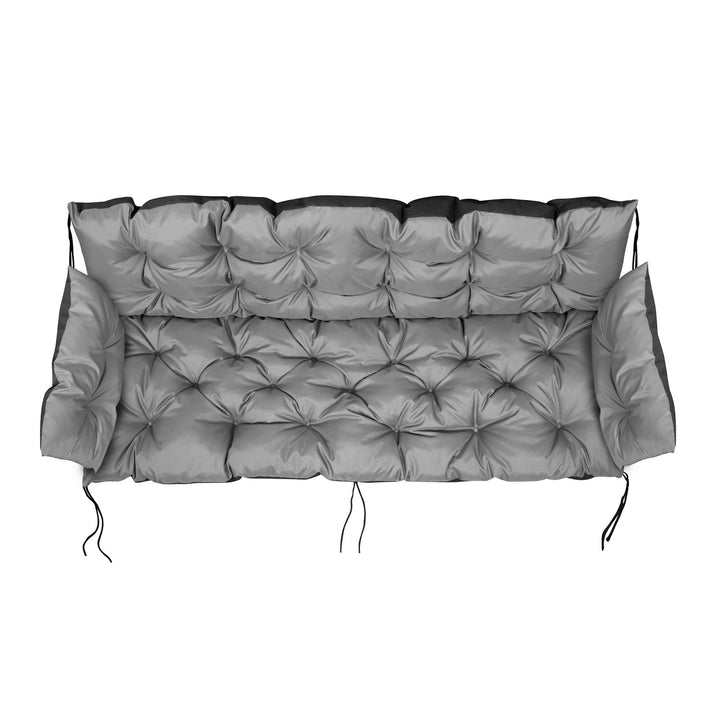 Banc de jardin matelassé Coussin imperméable 100x60x50 avec coussins latéraux 42x42 cm 1+2 3-Piece Set Grey