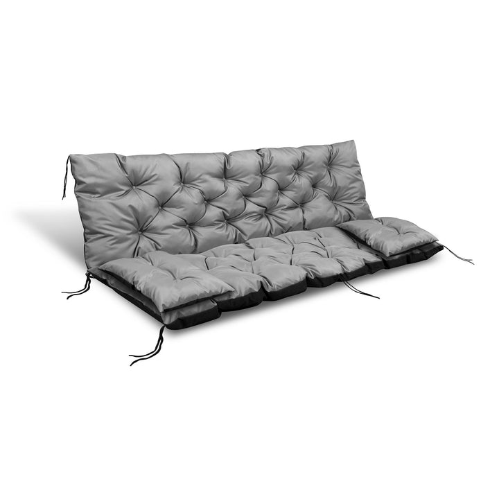 Banc de jardin matelassé Coussin imperméable 100x60x50 avec coussins latéraux 42x42 cm 1+2 3-Piece Set Grey