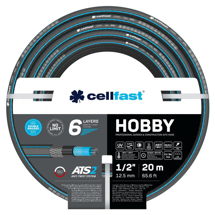 CELLFAST HOBBY ATS2 Tuyau d'arrosage 1/2 20m 6-ply