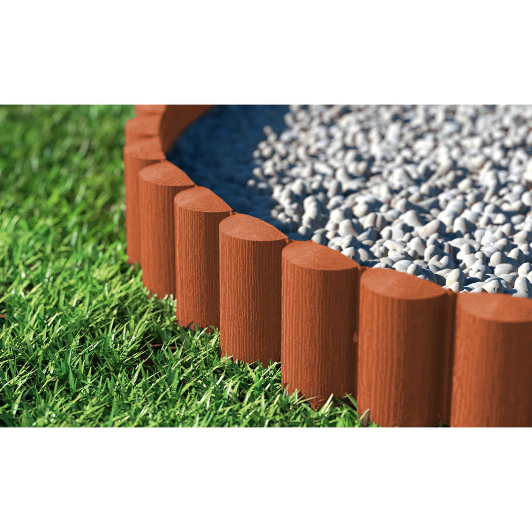 Palissade de jardin Cellfast, aspect bois, résistante au gel, longueur 2,4 m, couleur brique, 34-033