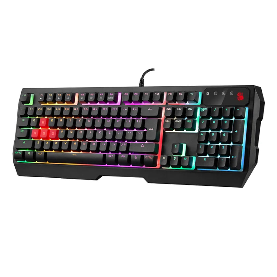 Bloody B140N 1000 Hz QWERTY-gamingtoetsenbord Ultrapolling neon-achtergrondverlichting 7 medianavigatietoetsen Plug &amp; Play USB-aansluiting Bedraad 1,8 m kabellengte