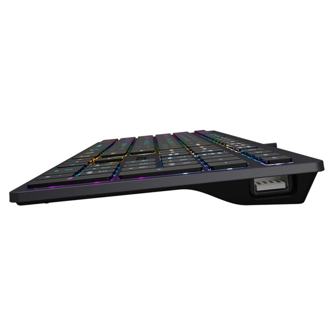 A4Tech FX60H QWERTY-gamingtoetsenbord 12 medianavigatietoetsen 2x USB-poorten Plug &amp; Play USB-verbinding Bedraad 1,5 m kabellengte (neon-achtergrondverlichting)