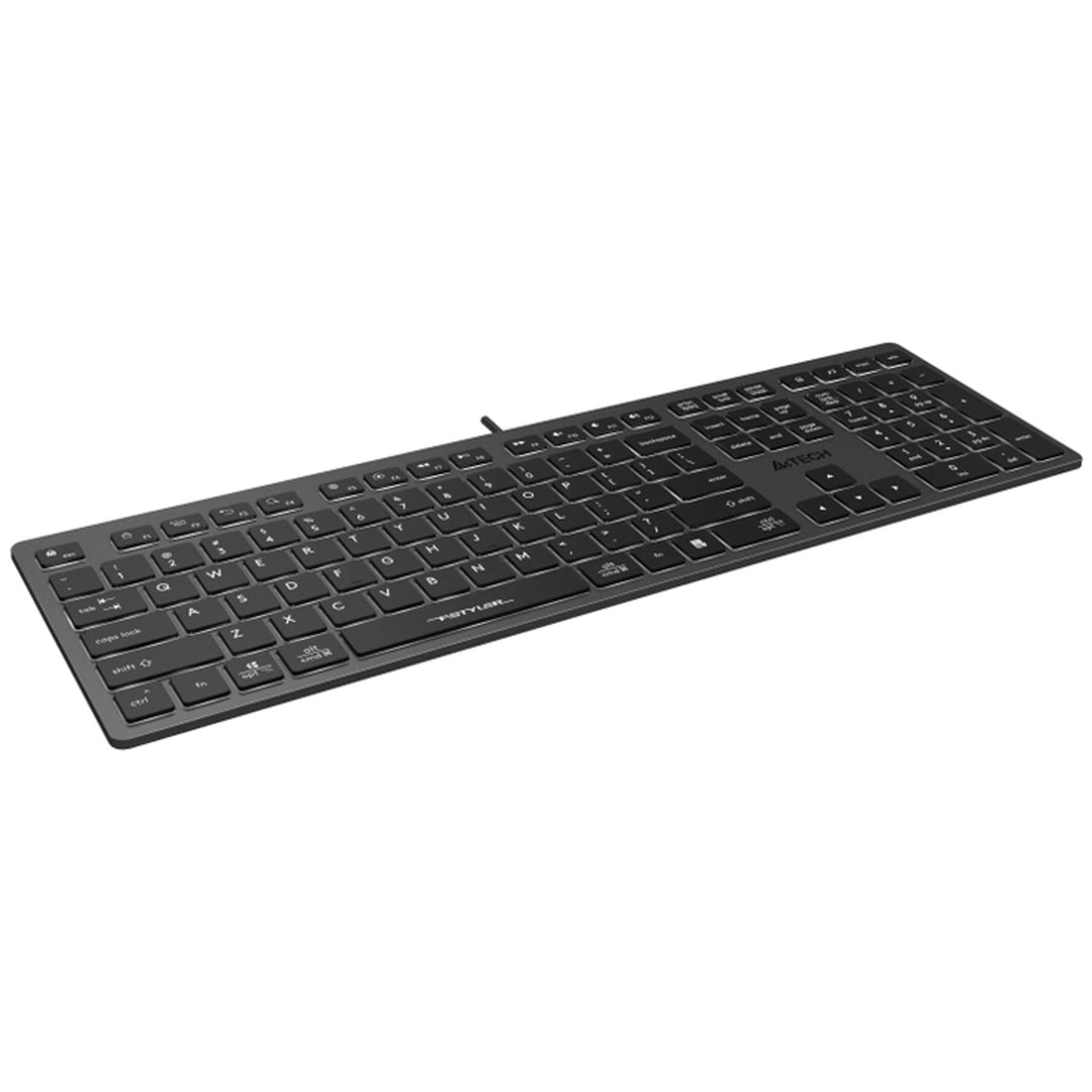 A4tech FX60H QWERTY-gamingtoetsenbord 12 medianavigatietoetsen 2X USB-poorten Plug &amp; Play USB-poort Bedraad 1,5 m kabellengte (witte achtergrondverlichting)