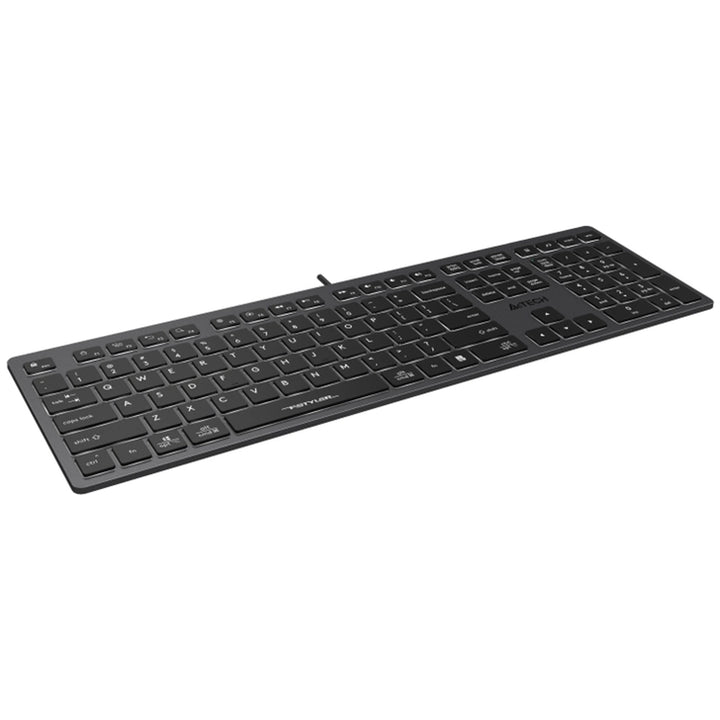 A4tech FX60H QWERTY-gamingtoetsenbord 12 medianavigatietoetsen 2X USB-poorten Plug &amp; Play USB-poort Bedraad 1,5 m kabellengte (witte achtergrondverlichting)