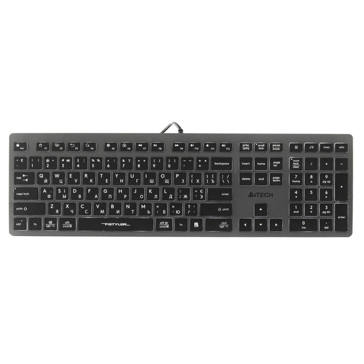 A4tech FX60H QWERTY-gamingtoetsenbord 12 medianavigatietoetsen 2X USB-poorten Plug &amp; Play USB-poort Bedraad 1,5 m kabellengte (witte achtergrondverlichting)