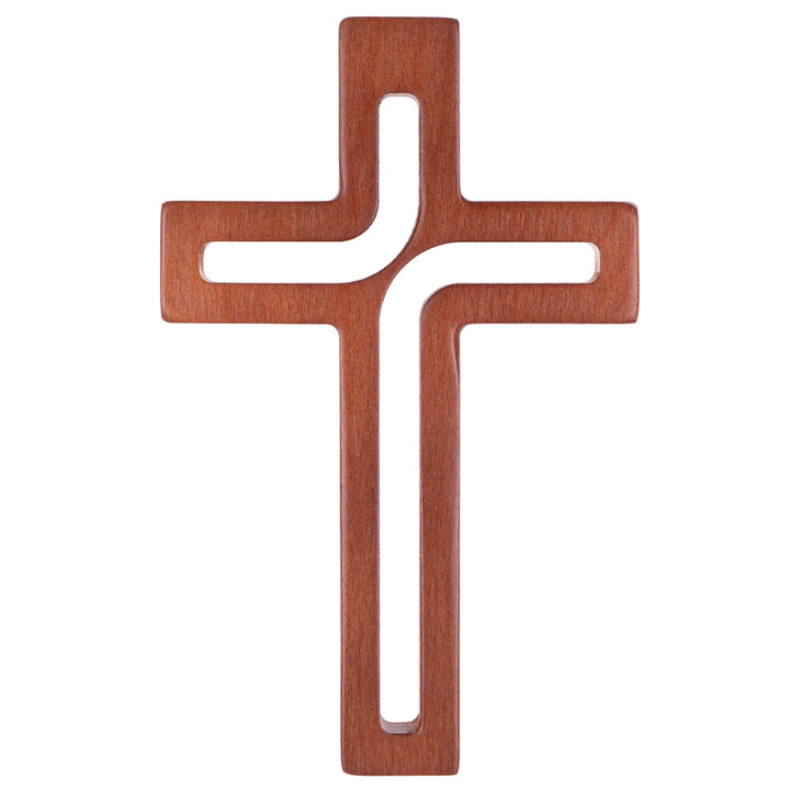 Croix suspendue en bois brun moderne 18x12x1,5 cm