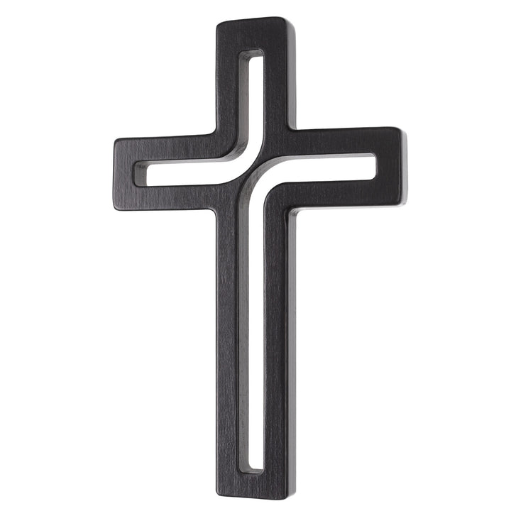Croix suspendue en bois moderne noir 25x16x1,6 cm