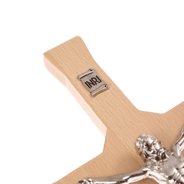 Croix classique suspendue avec croix naturelle rayée 22x10x1.6cm