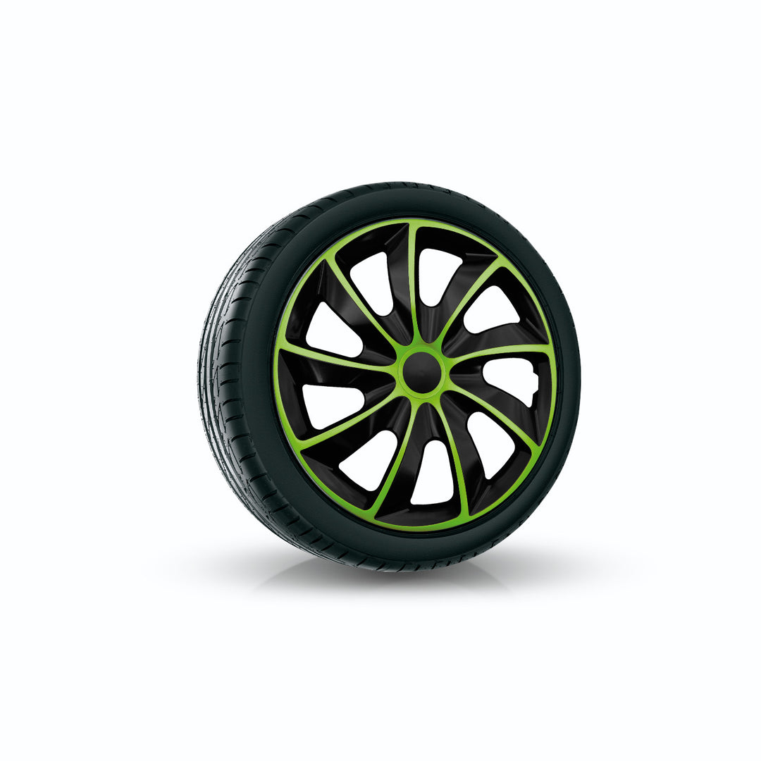 Enjoliveur universel 15'' QUAD BiColor noir/vert 4 pièces