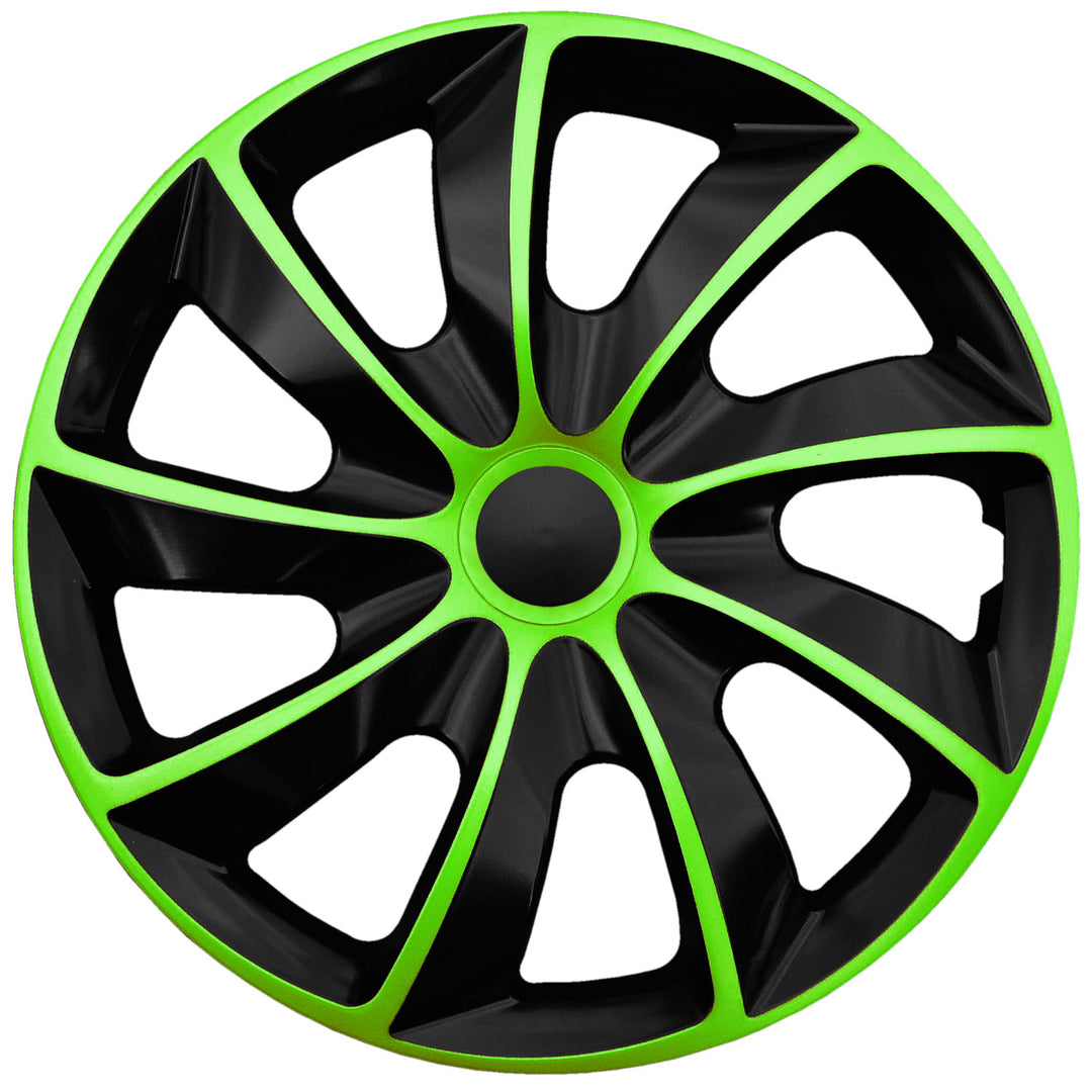 Enjoliveurs universels 16'' QUAD BiColor noir/vert 4 pièces