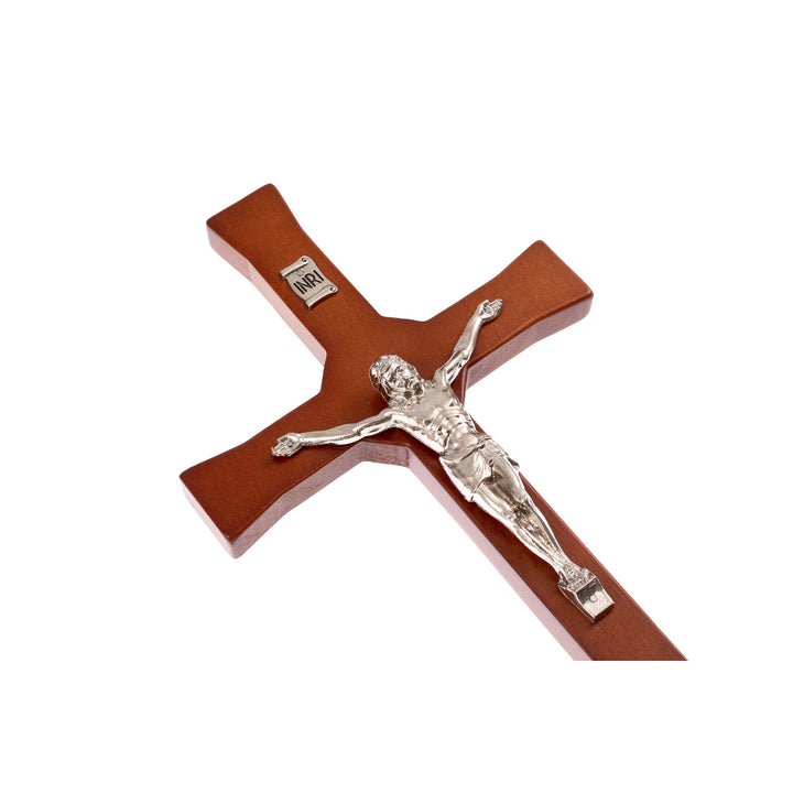 Croix classique suspendue avec une rayure marron 30x14x1.8cm