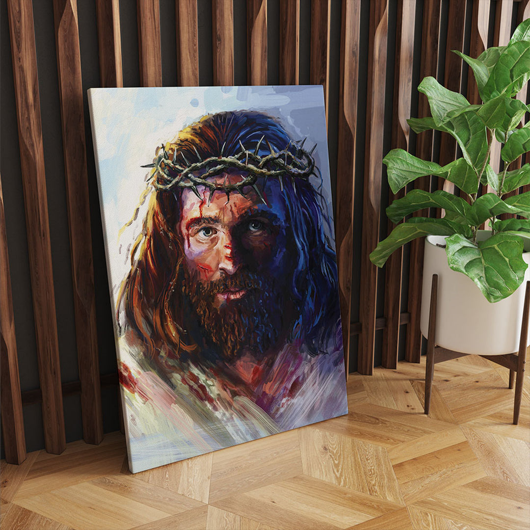 Peinture sur toile Jésus Christ avec la couronne d'épines 50x70cm