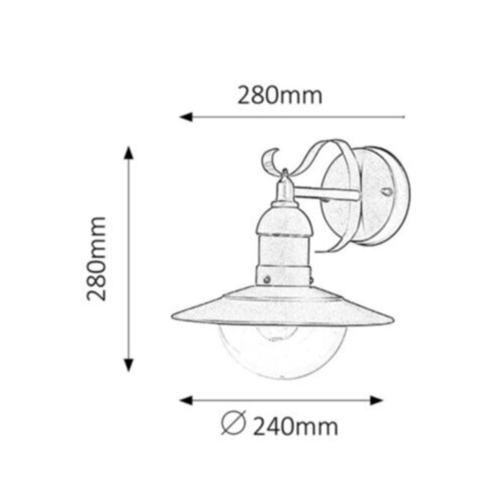 Rabalux Oslo tuinwandlamp voor gevel zwart E27 60 W IP43 230 V