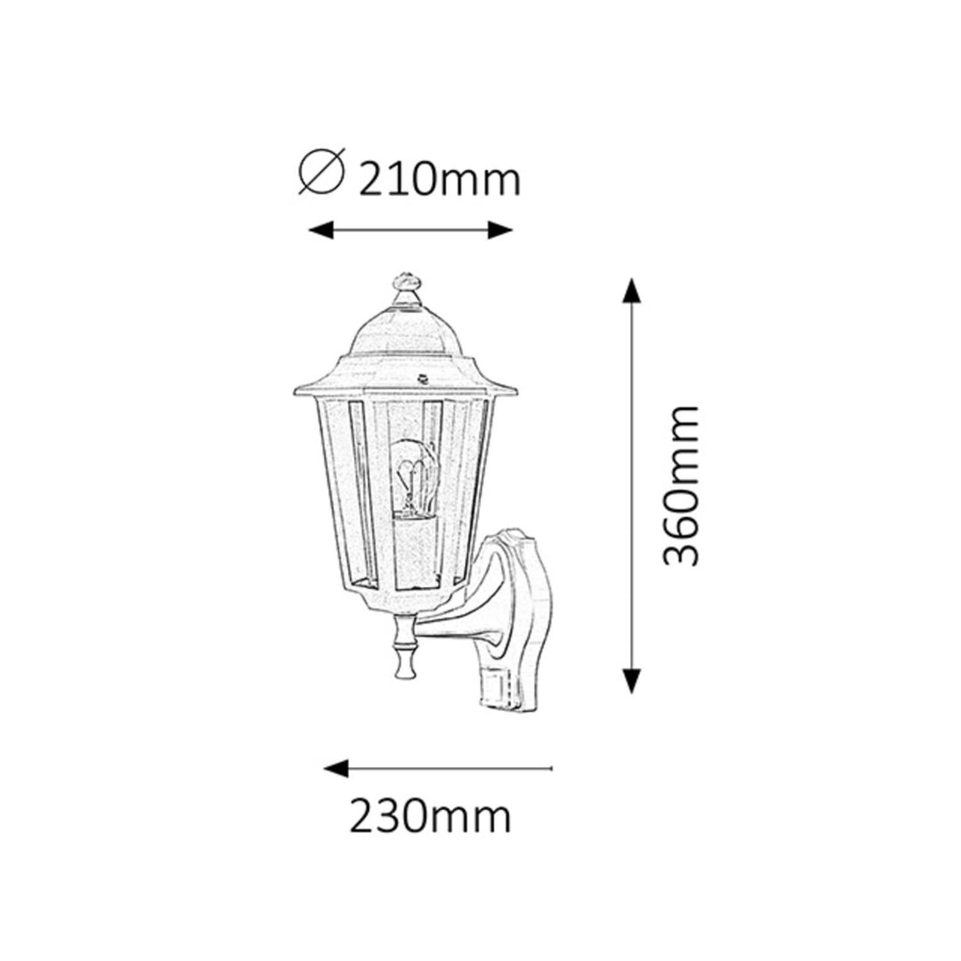 Applique Rabalux Velence avec filetage E27 60 W avec détecteur de mouvement. Degré de protection IP43.