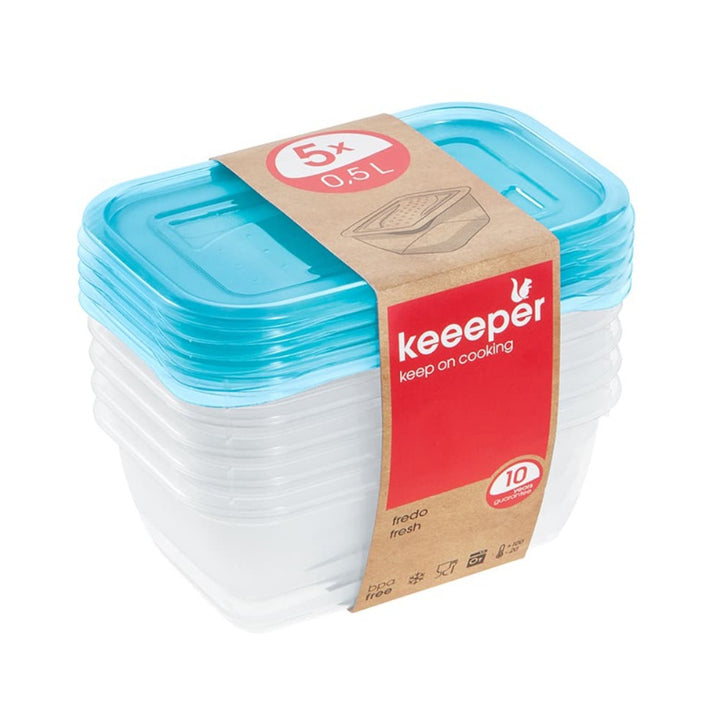 Lot de 5 récipients de conservation Keeeper Fredo Fresh de 0,5 l