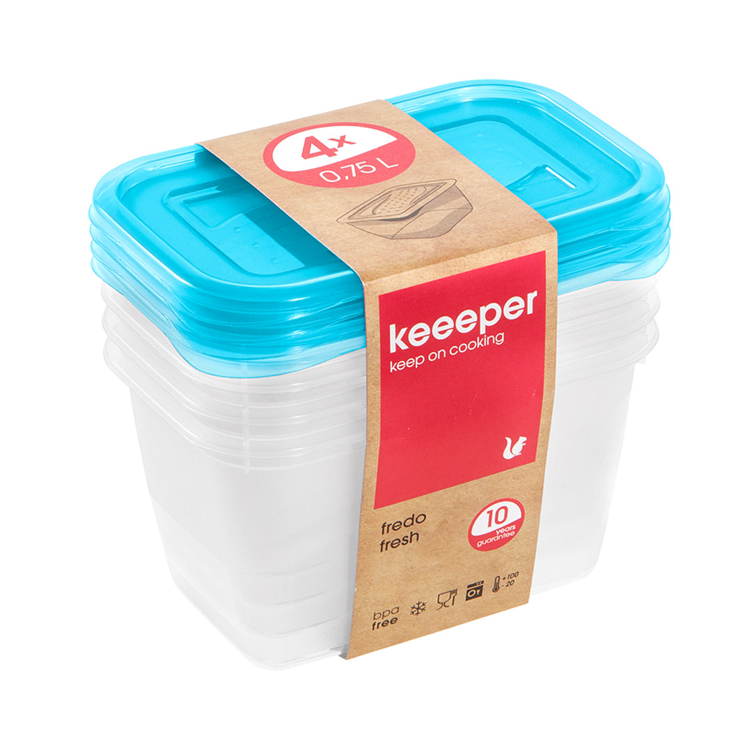 Lot de 4 récipients de conservation Keeeper Fredo Fresh de 0,75 l