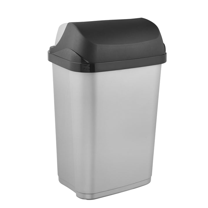 Poubelle Keeeper Rasmus avec couvercle rotatif. Capacité 25 litres, couleur argent