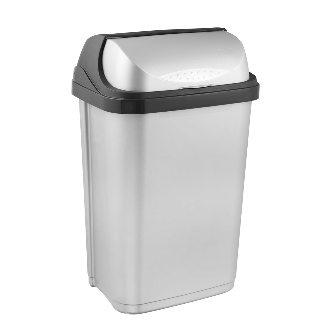 Poubelle Keeeper Rasmus avec couvercle rotatif. Capacité 25 litres, couleur argent