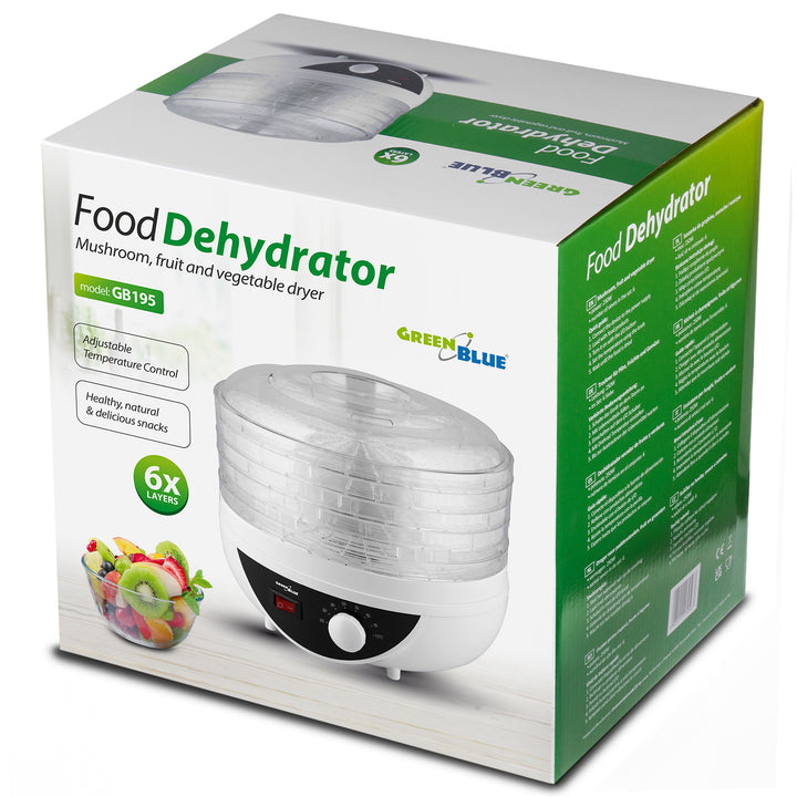 GreenBlue droger voor champignons, groenten en fruit, 250W, extra stil, 5 zeven, GB195