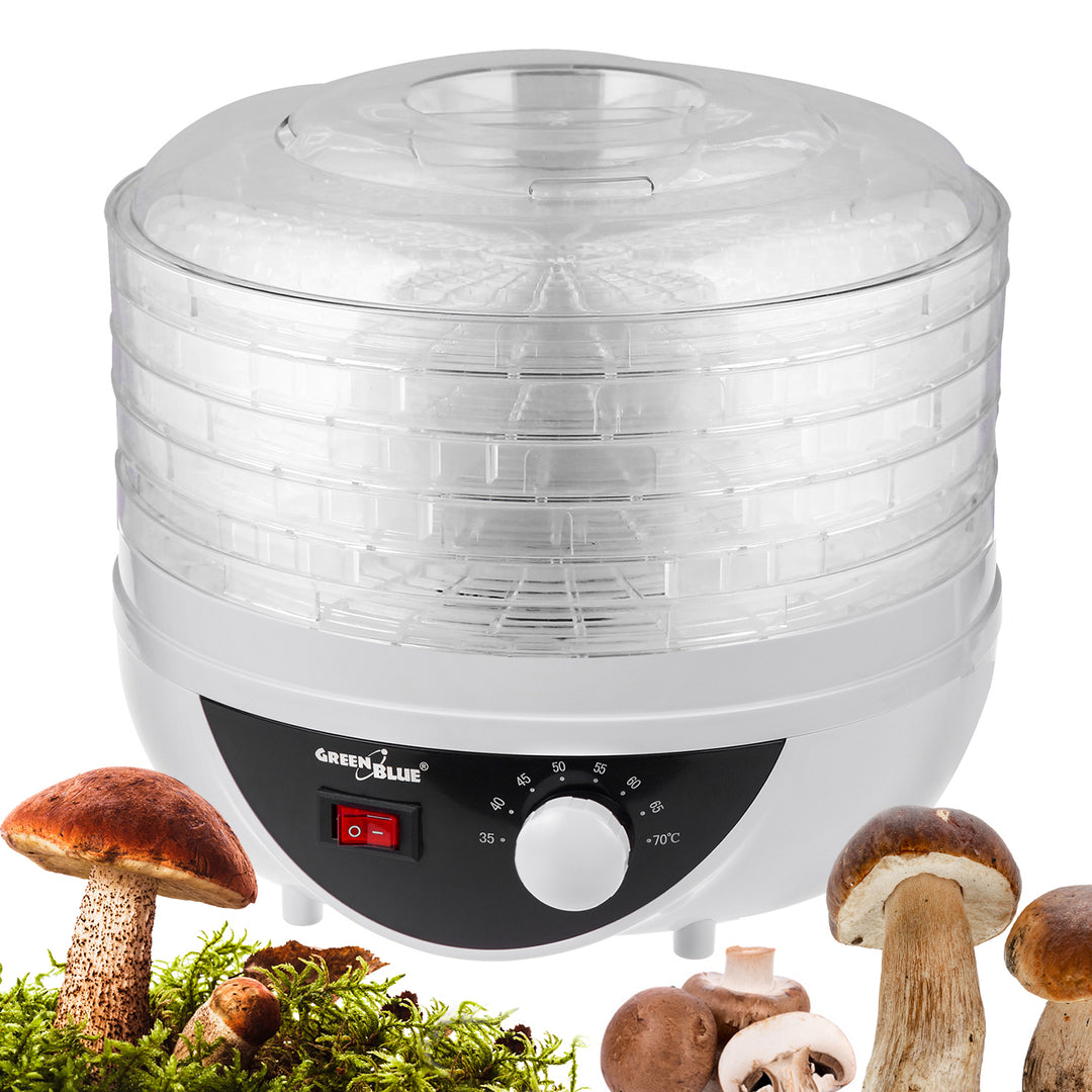GreenBlue droger voor champignons, groenten en fruit, 250W, extra stil, 5 zeven, GB195