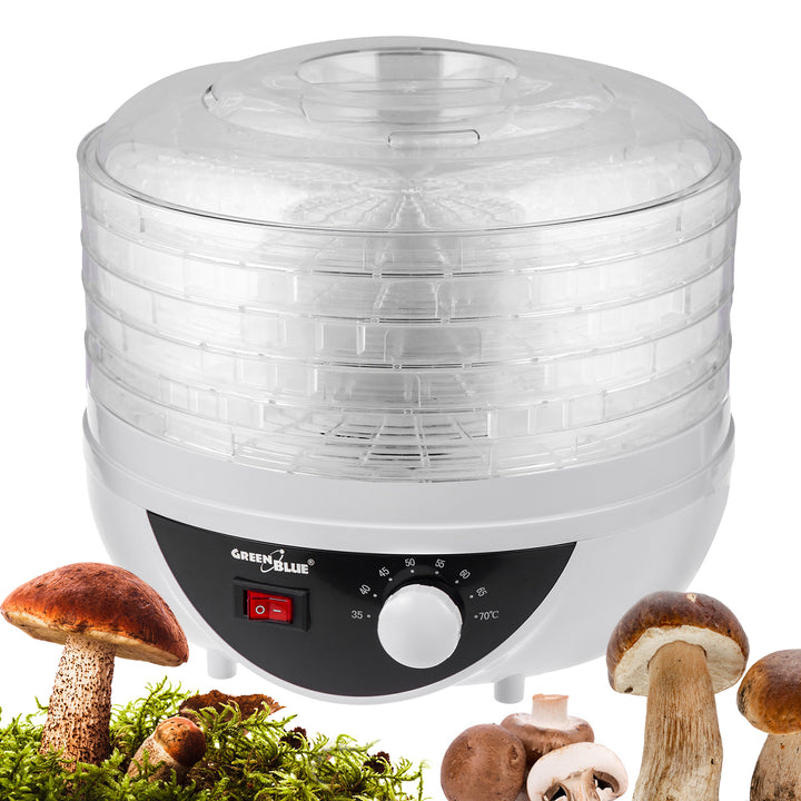 GreenBlue droger voor champignons, groenten en fruit, 250W, extra stil, 5 zeven, GB195