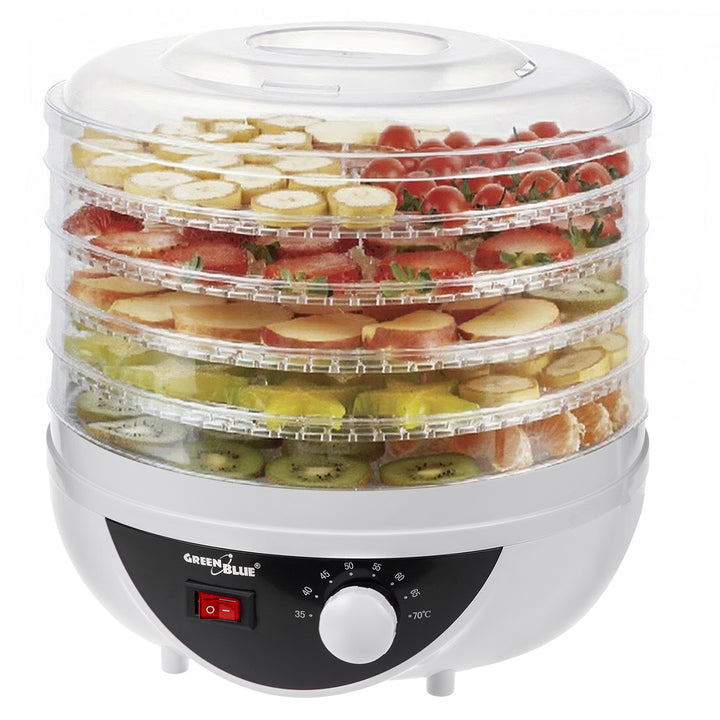 GreenBlue droger voor champignons, groenten en fruit, 250W, extra stil, 5 zeven, GB195