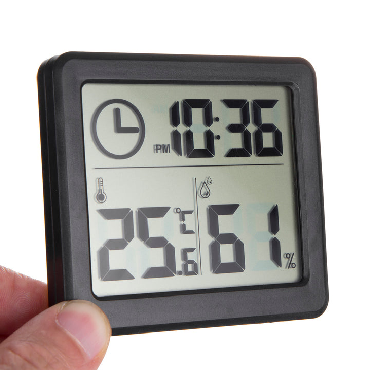 GreenBlue GB384B Thermometer/hygrometer met klokfunctie zwart