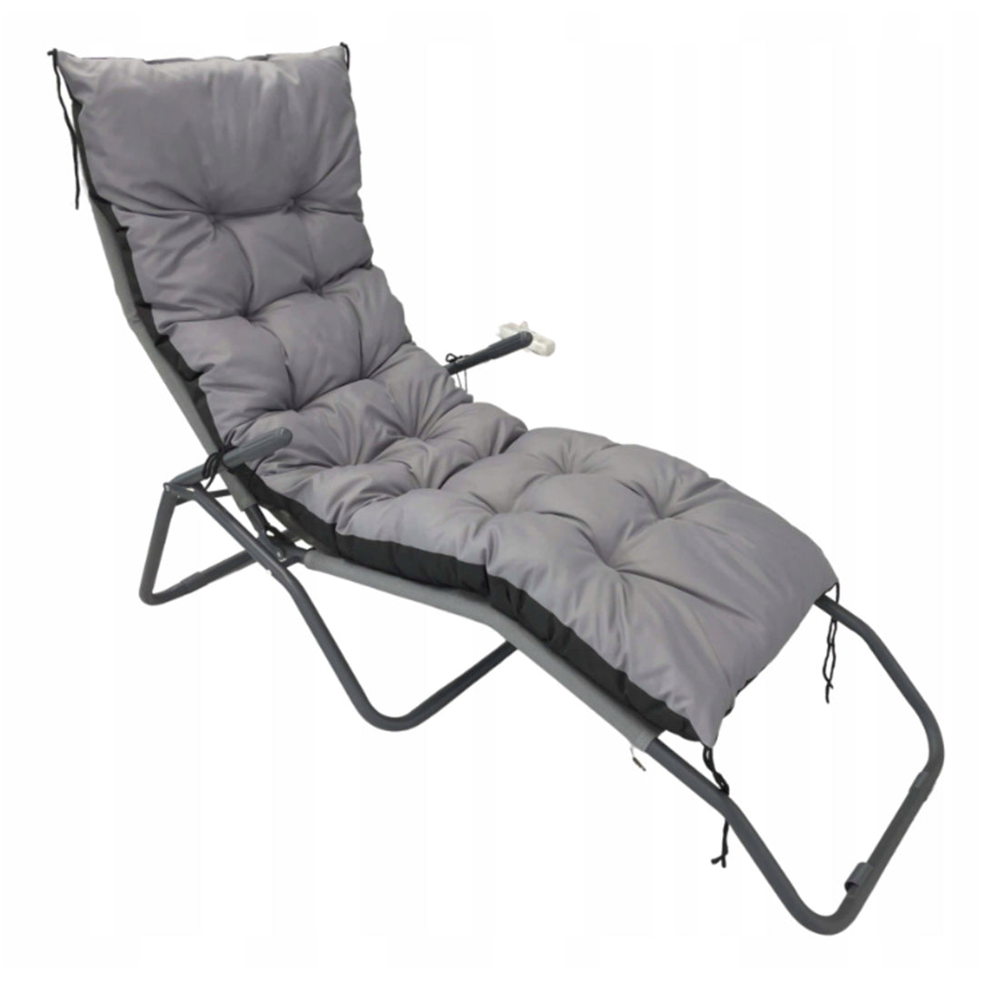 AIO Coussin de chaise longue de jardin 180x50cm Codura PVC imperméable Gris