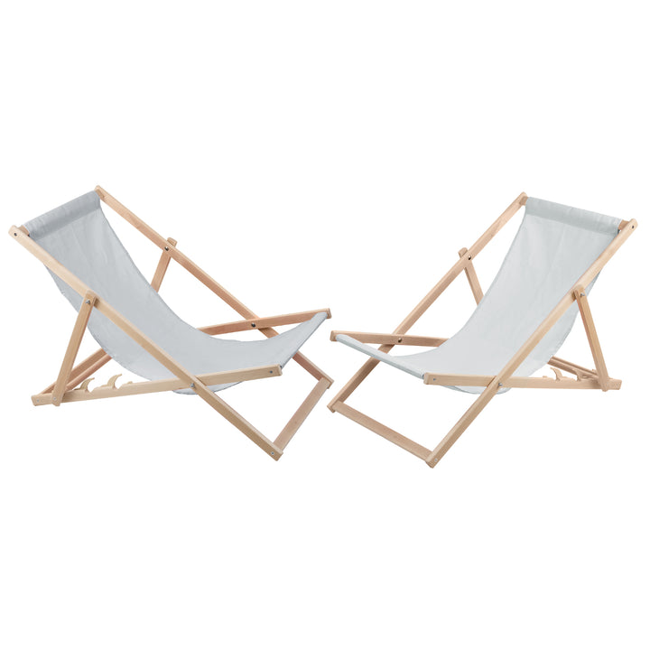 Lot de 2 chaises longues en hêtre WOODOK - couleur frêne clair