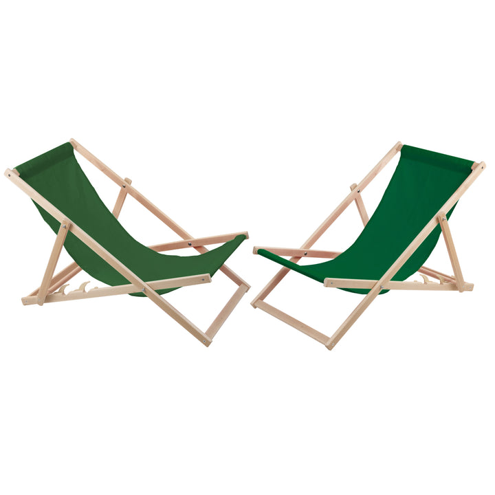 Ensemble de 2 chaises longues en hêtre WOODOK - Vert Frais