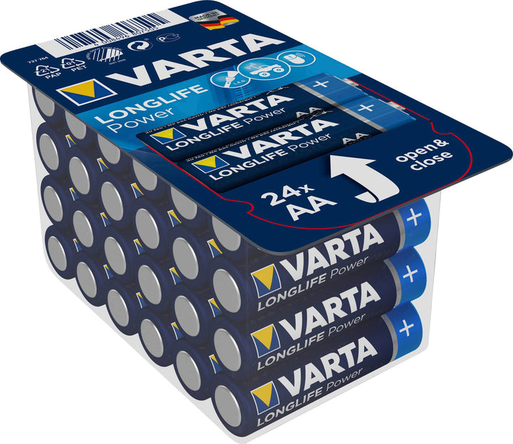 Jeu de piles alcalines Varta Longlife Power, 24x R-03 LR3 AAA + 24x R-06 LR6 AA