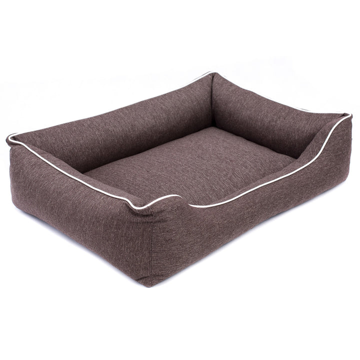 MESTIZO Canapé Mallorca Comfort lit pour chien en marron avec bordure blanche 100x75 cm