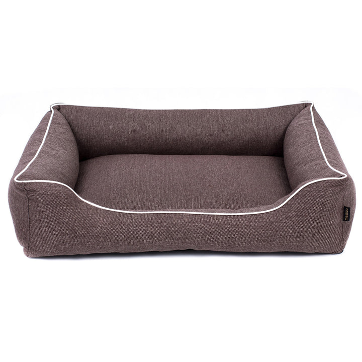 MESTIZO Canapé Mallorca Comfort lit pour chien en marron avec bordure blanche 100x75 cm