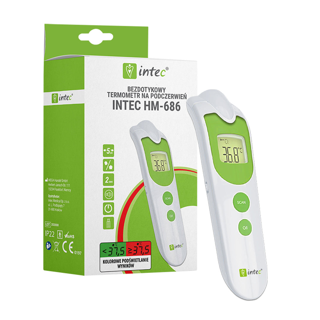 Thermomètre infrarouge sans contact avec écran LCD INTEC HM-686