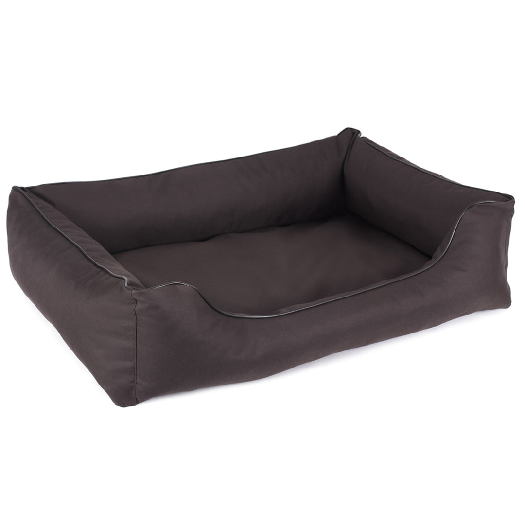 Canapé-lit orthopédique pour chien Valencia en marron avec bordure noire 65x50 cm