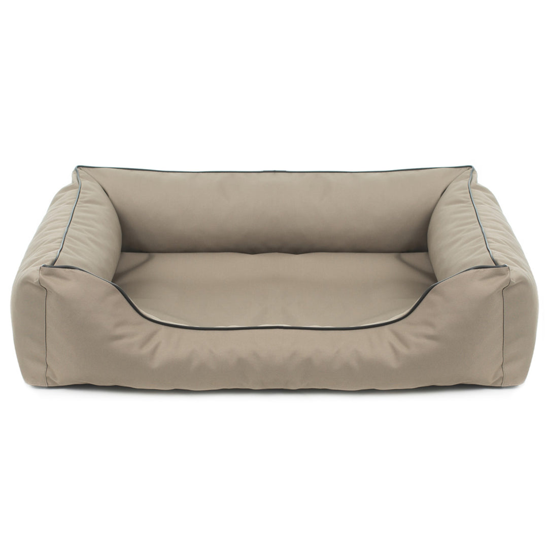 Canapé-lit orthopédique pour chien Valencia en beige avec bordure noire 65x50 cm