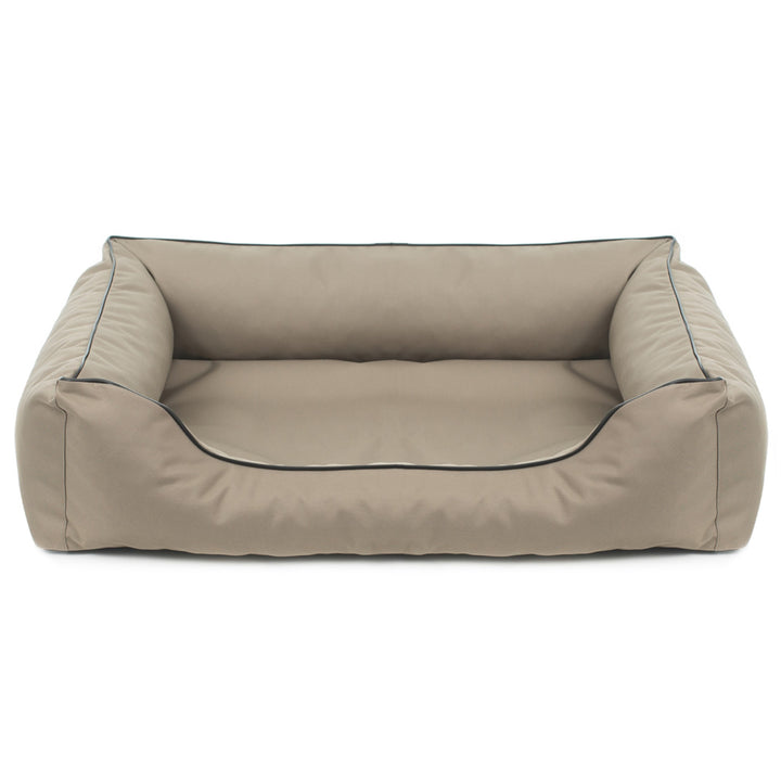 Canapé-lit orthopédique pour chien Valencia en beige avec bordure noire 65x50 cm