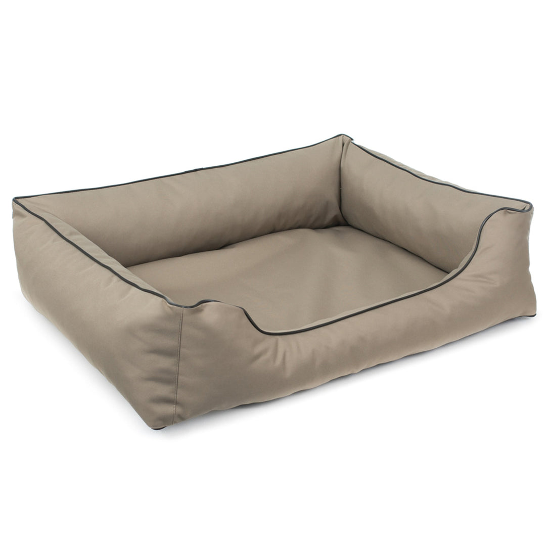 Canapé-lit orthopédique pour chien Valencia en beige avec bordure noire 65x50 cm