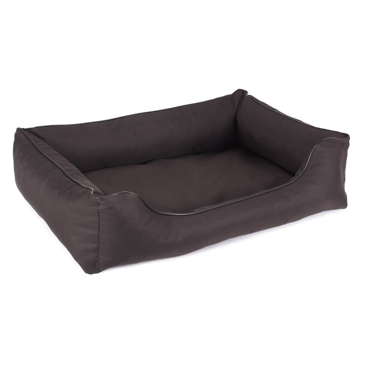 MESTIZO Canapé-lit orthopédique pour chien Valencia en marron avec bordure noire 100 x 75 cm